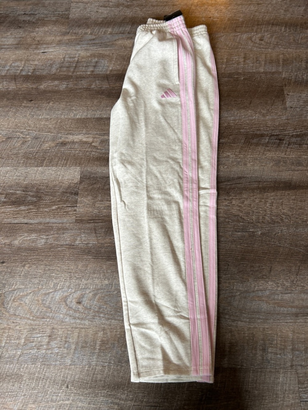 adidas Beige Sweatpants with Pink Side Stripes